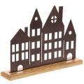 Floristik24 Häuserreihe Dekoration Metall mit Holzsockel 30cm