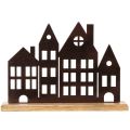 Häuserreihe Dekoration Metall mit Holzsockel 30cm | Floristik24.de