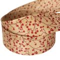 Dekoband Zweige mit roten Glitter Beeren 40mm 15m | Floristik24.de