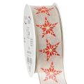 Floristik24 Dekoband mit roten Sternen Breit 40mm 15m