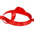 Floristik24 Band mit "Frohes Fest" Rot 15mm 20m