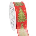 Floristik24 Geschenkband Tannenbaum mit Sternen 40mm 15m