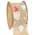 Floristik24 Dekoband Weihnachtswichtel auf Juteband Winterliches Motiv 60mm 10m