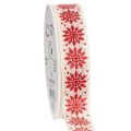 Floristik24 Dekoband Schneeflocken Geschenkverpackung Winter 25mm 20m