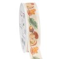 Floristik24 Dekoband mit Pilzen und Herbstlaub Motiv 25mm 18m