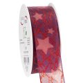 Floristik24 Schmuckband Sterne glitzernd für Weihnachtsdeko 40mm 15m