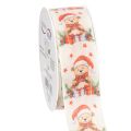 Floristik24 Geschenkband Bär mit Weihnachtsmütze und Geschenken 40mm 15m