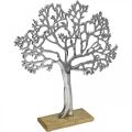 Deko Baum Metall groß, Metallbaum Silber Holz H42,5cm
