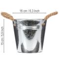 Blecheimer mit Seilgriffen glänzend Ø16cm | Floristik24.de