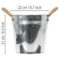Blecheimer mit Seilgriffen glänzend Ø22cm | Floristik24.de