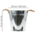 Blecheimer mit Seilgriffen glänzend Ø25cm | Floristik24.de