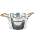 Floristik24 Blechschale mit Seilgriffen glänzend Ø22cm