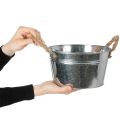 Blechschale mit Seilgriffen glänzend Ø22cm | Floristik24.de