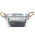 Floristik24 Blechschale oval Silber 30cm x 17cm x 10cm