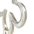 Blume Metall Deko Silber Schwarz Holz Sockel 15×30cm | Floristik24.de