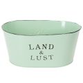 Floristik24 Blumenschale oval Mint Pflanzkübel Metall Vintage 27×18cm H12cm