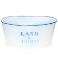 Floristik24 Blumenschale oval Pflanztopf Metall Weiß, Blau 26×17×12cm