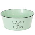 Floristik24 Blumenschale rund Pflanzkübel Mint Übertopf Metall 25×10cm