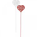 Blumenstecker Herz Rot, Weiß Dekostecker Valentinstag 7cm 12St