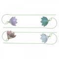 Glockenblumen zum Stecken, Metallblumen, Frühlingsstecker L34cm Rosa, Violett, Blau, Weiß 4er-Set
