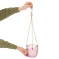 Blumentopf Glas Windlicht zum Hängen Lila Grün 14cm 2St | Floristik24.de