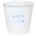 Floristik24 Blumentopf groß Weiß, Blau Metalldeko Übertopf Ø22×H21cm