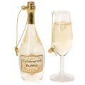 Sektflasche und Sektglas Anhänger-Set Weihnachtsbaum-Dekoration 14cm 2St | Floristik24.de