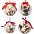 Weihnachtskugel mit Hirschmotiv und Band zum Aufhängen 7cm 4St | Floristik24.de