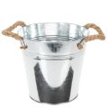 Floristik24 Deko Eimer Blumentopf Metall mit Seilgriffen Ø20cm