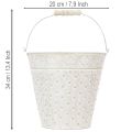 Deko-Eimer Weiß gewaschen mit Henkel Ø20,5cm Pflanzkübel Metalldeko | Floristik24.de