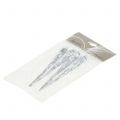 Floristik24 Eiszapfen zur Dekoration transparent, Silber 12,5cm 4St