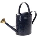 Floristik24 Deko Gießkanne Vintage Blau Gold Karo Metall Retro-Design für Innenraum Gartenbalkon 65cm