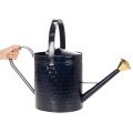 Deko Gießkanne Vintage Blau Gold Karo Metall Retro-Design für Innenraum Gartenbalkon 65cm | Floristik24.de