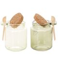Deko Glas mit Korkdeckel und Löffel Grün Ø7cm H10cm 2St | Floristik24.de