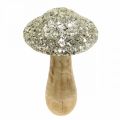 Floristik24 Deko Pilz Holz Holzpilz mit goldenem Mosaikmuster H17cm