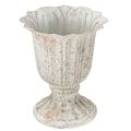 Floristik24 Deko Pokal Metall Kelch Vintage Look Grau Weiß H14,5cm