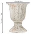 Deko Pokal Metall Kelch Vintage Look Grau Weiß H14,5cm | Floristik24.de