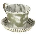 Floristik24 Deko Tasse Metall Weiß gewaschen Antik Ø9cm H8cm 2St