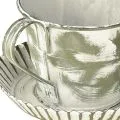 Deko Tasse Metall Weiß gewaschen Antik Ø9cm H8cm 2St | Floristik24.de