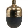 Deko Vase Schwarz/Gold Keramik Vase Groß Ø21cm H37,5cm