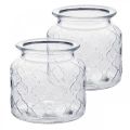 Floristik24 Deko-Windlicht Rautenmuster, Glas-Gefäß, Vase aus Glas, Kerzendeko 2St