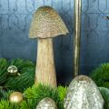 Floristik24 Deko Pilz groß Metall Holz Golden, Natur Deko Figur Herbst 32cm