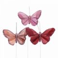 Deko-Schmetterling am Draht Federschmetterling Rosa 10×6cm 12St