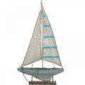 Deko Segelboot Holz Blau-Weiß Maritime Tischdeko H54,5cm