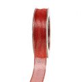 Floristik24 Dekoband mit Lurexstreifen Rot 25mm 20m