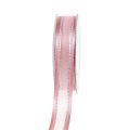 Floristik24 Dekoband Rosa mit Lurex 25mm 20m