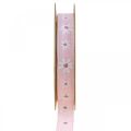 Floristik24 Dekoband Rosa mit Blumen Geschenkband 15mm 15m