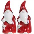 Floristik24 Weihnachtsmann Figur Nikolaus Rot, Weiß Keramik H13,5cm 2St