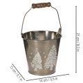 Deko Eimer mit Tannen und Holzgriff 13cm | Floristik24.de