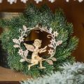 Engel-Kranz, Weihnachtsdeko, Engel zum Hängen, Metallanhänger Golden H14cm B15,5